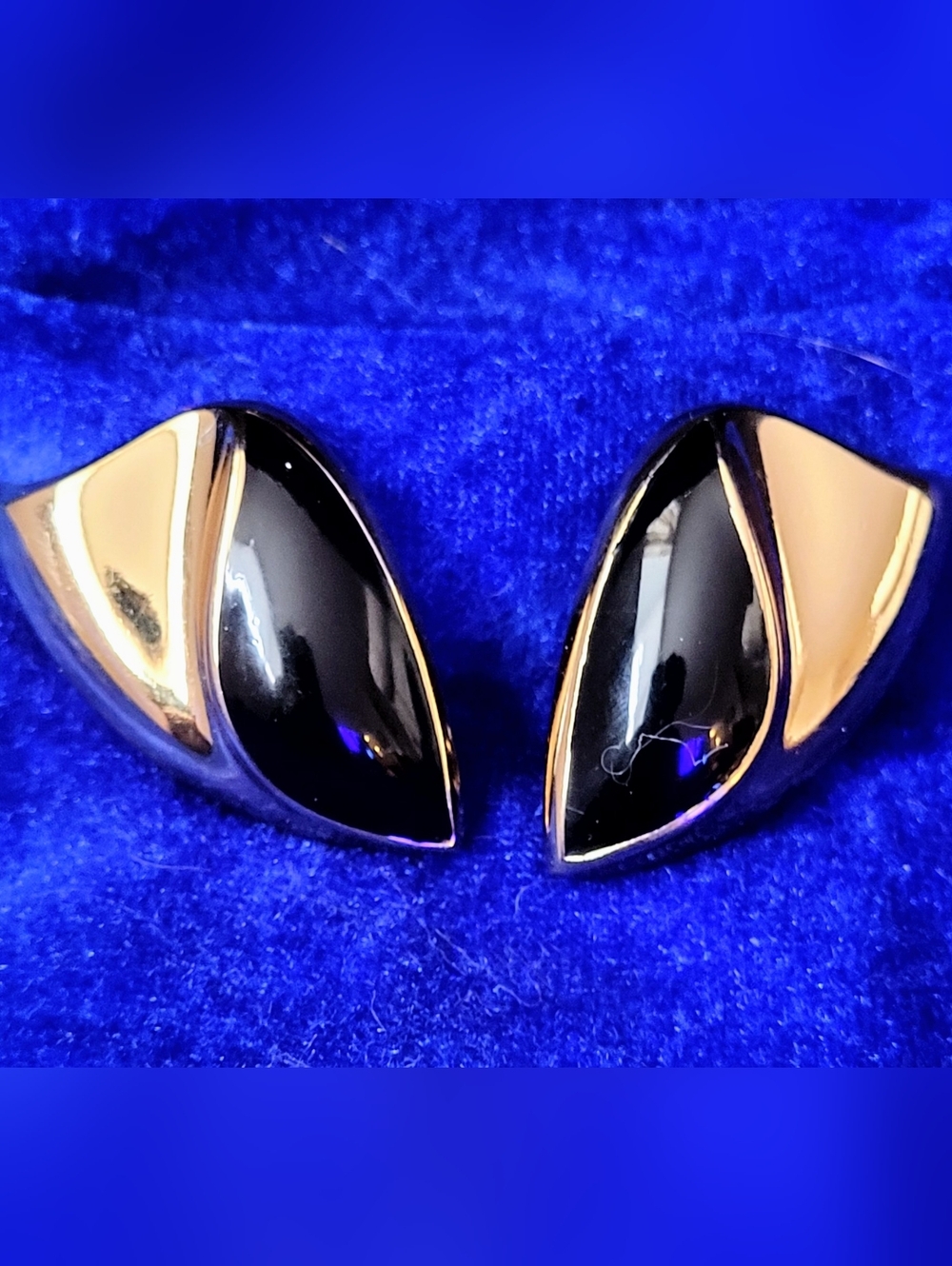 Vintage Christian Dior Copyright Gold and Black Statement Clip-On Earrings 1980s - Picture 5 of 12
